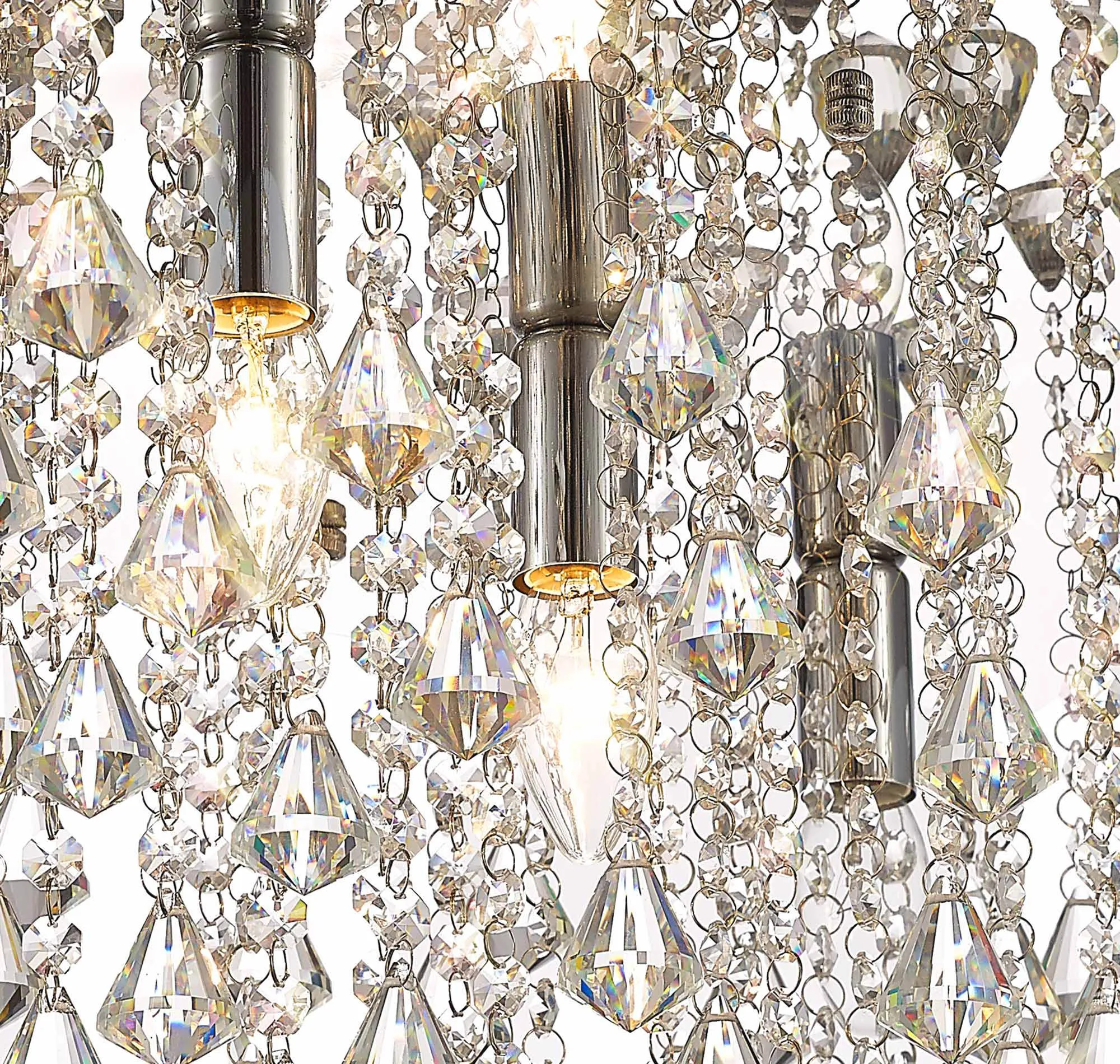 Acton Crystal Square Flush Ceiling 5 Light Polished Chrome D0146  Deco Acton